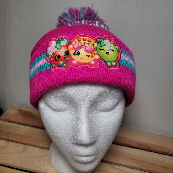 Shopkins Girls Pink Beanie w/ Pom Pom "Hello Weekend SPK" - Picture 2 of 9